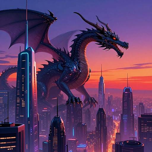 Futuristic Dragon's Aerial Cityscape
