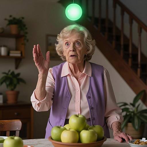 Elderly Woman with Glowing Orb