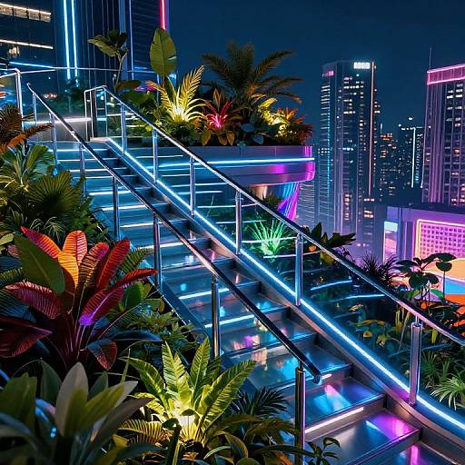 Futuristic Cyberpunk Rooftop Garden