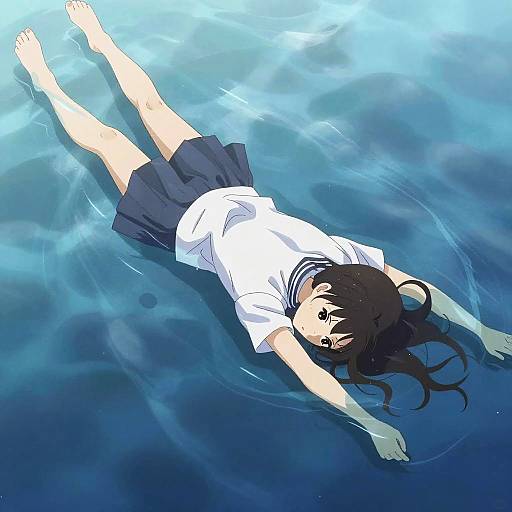 Melancholic Anime Girl Underwater