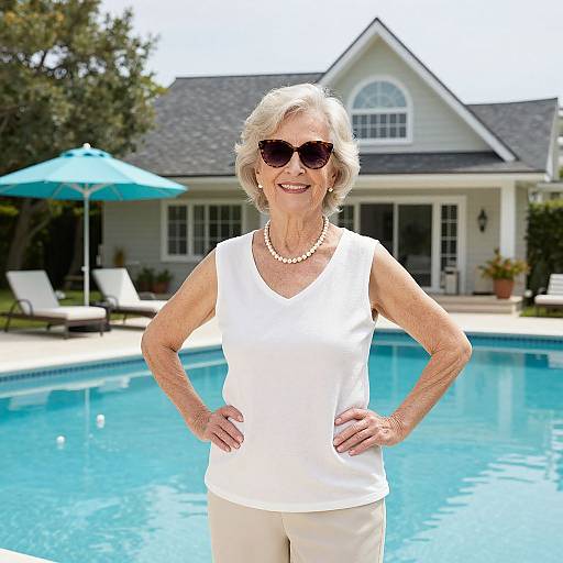 Confident Senior Woman by Poolside