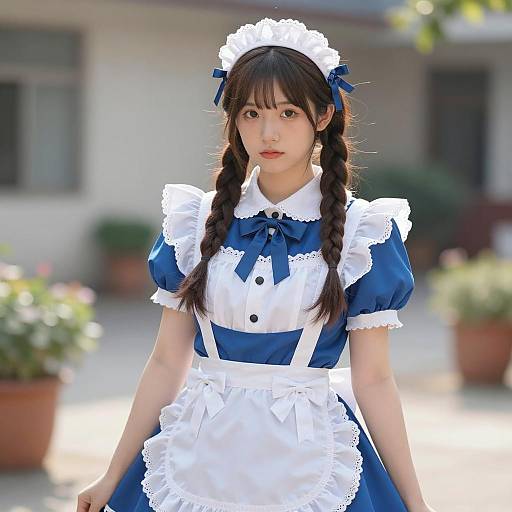 Charming Asian Maid in Sunny Outdoor Setting