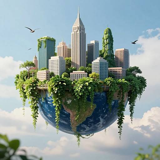 Verdant City Suspended Between Earth and Sky