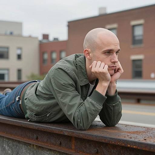 A Contemplative Moment on Urban Ledge