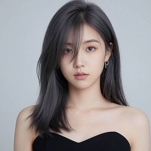 Realistic Portrait of Elegant Grey-Haired Woman