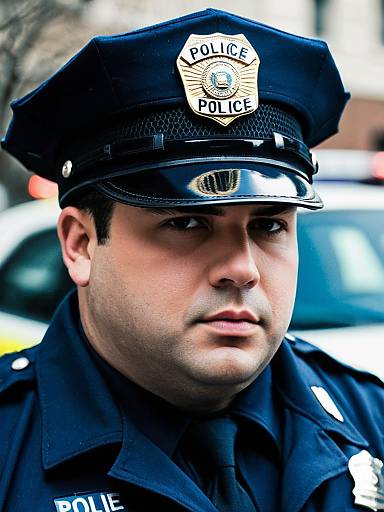 Portrait of Plus Size Police Officer in Uniform