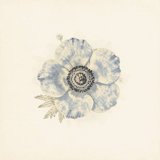 Icy Blue Anemone Vintage Botanical Plate
