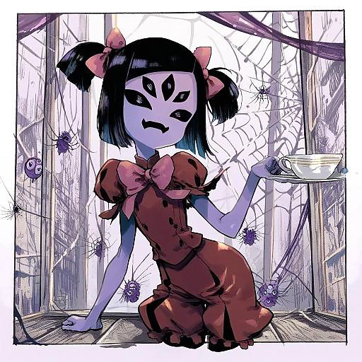 Illustration of Muffet, undertale in the style of Kotoyama