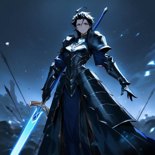 Armored Lancer with Glowing Excalibur