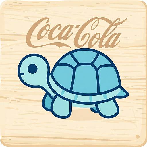 Digital cartoon of a blue, simple turtle with a segmented shell and black outline, on a beige textured background with 
