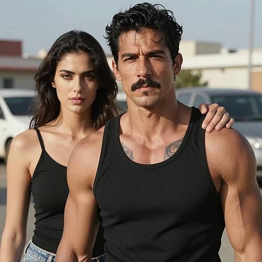 Muscular Couple Portrait in Urban Setting