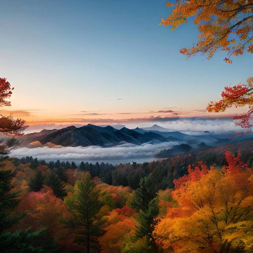 Misty Autumn Landscape with Vibrant Colors