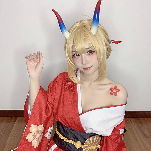 Young Woman Cosplaying Japanese Anime Character