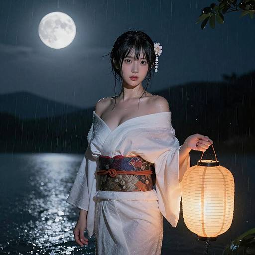 Elegant Girl Under the Moonlight