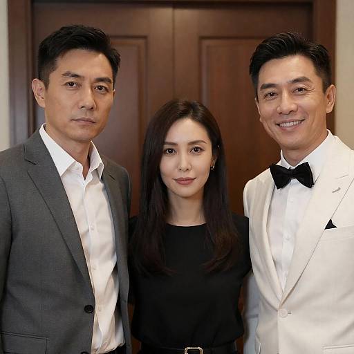 Three Diverse Figures in Elegant Attire