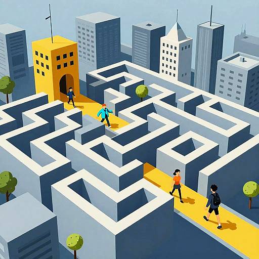 Escher-Style Maze City Illusion