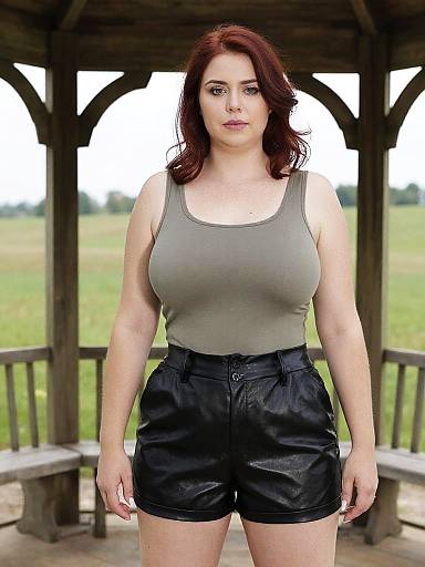 Lanky Woman Under Countryside Gazebo