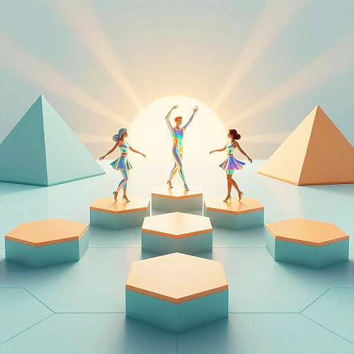 Holographic Hexagon Web Design Concept