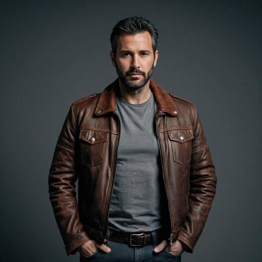 Man in Brown Leather Jacket Studio Portrait