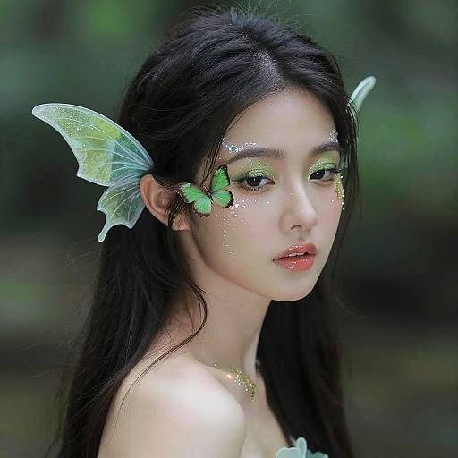 Ethereal Asian Fairy with Butterfly Wings