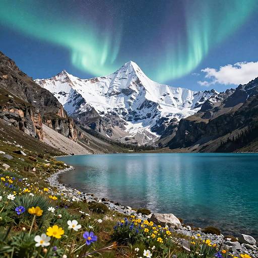 Stunning Turquoise Lake with Northern Lights