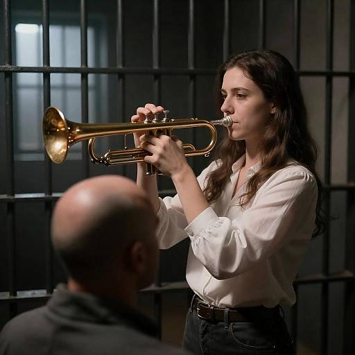 Golden Trumpet in Dim Prison Cell