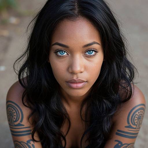 Enigmatic African Woman with Sapphire Eyes