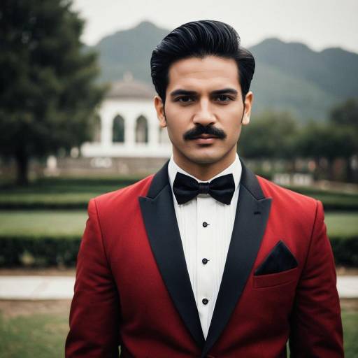 Elegant man in red tuxedo