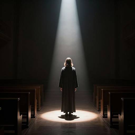 Solitary Figure in Radiant Beam