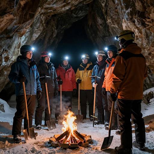 Adventurers in an Icy Cave