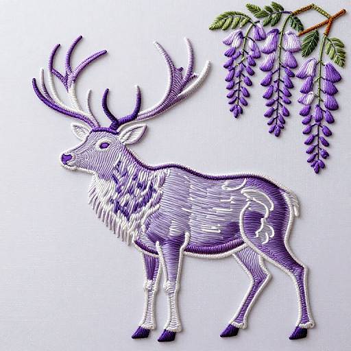 Photorealistic Embroidery Elk Art