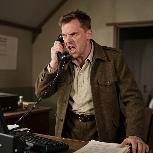 Angry Man Yelling in 1962 Office