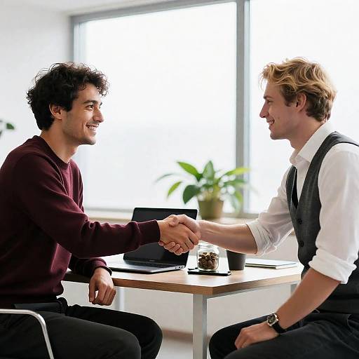 Two Businessmen Shaking Hands in Office