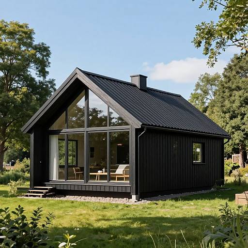 Scandinavian Wooden Cabin with Glass