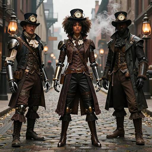 Afro Steampunk Victorian Street Scene