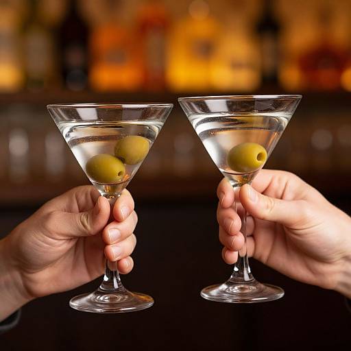 Cheers with Martini Glasses Close-Up