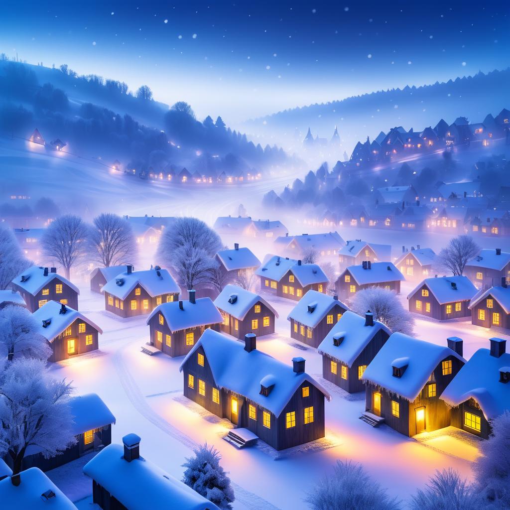 Enchanting Winter Solstice Village Scene