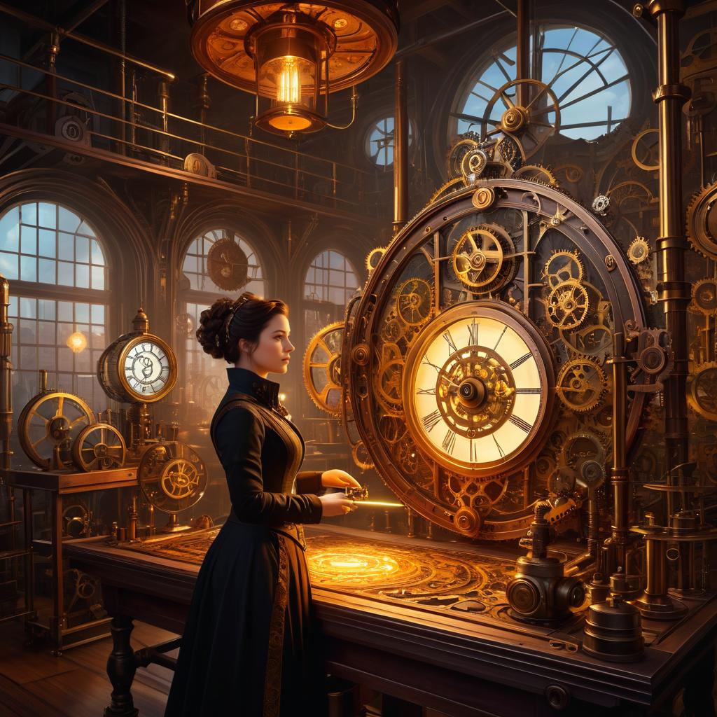 Steampunk Inventor in Clockwork Workshop