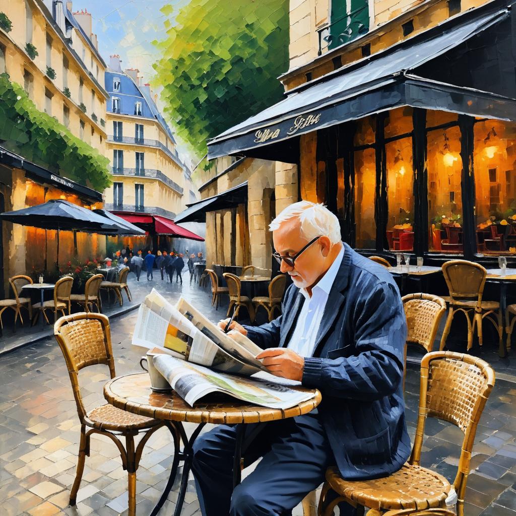 Elderly Man at a Paris Café