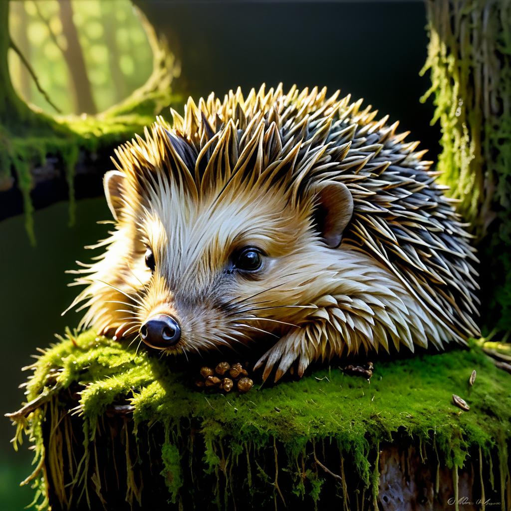 Photorealistic Hedgehog in Dappled Sunlight