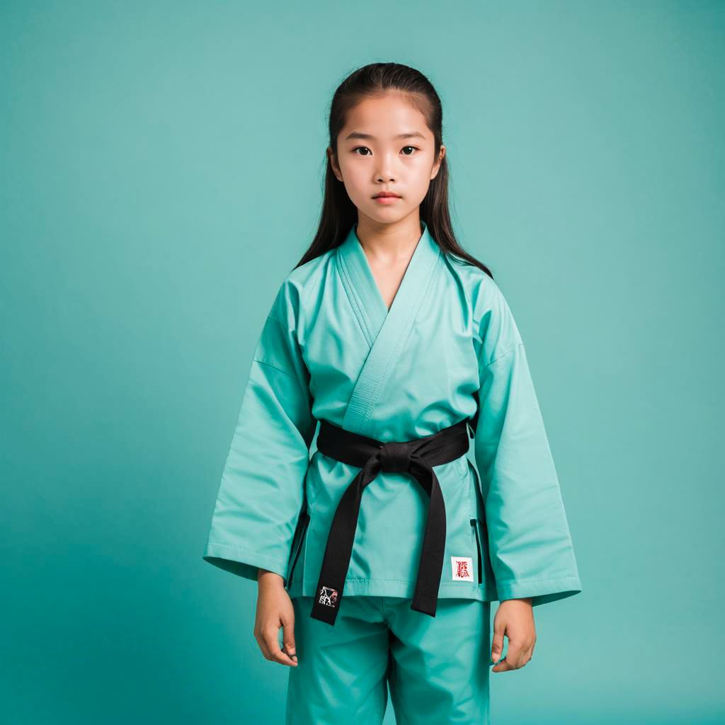 Whimsical Portrait of Surprised Karate Beginner