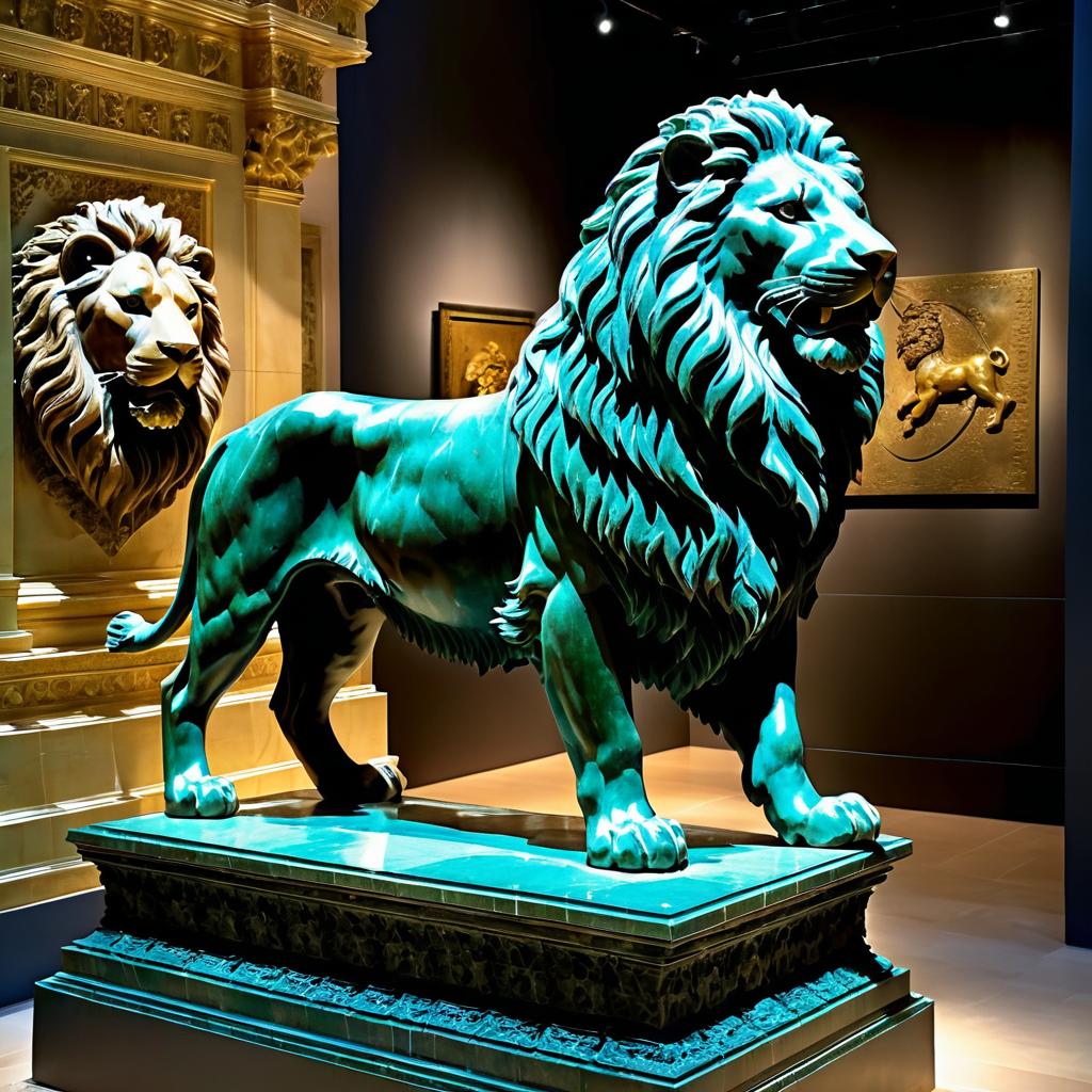 Majestic Bronze Lion Statue Portrait