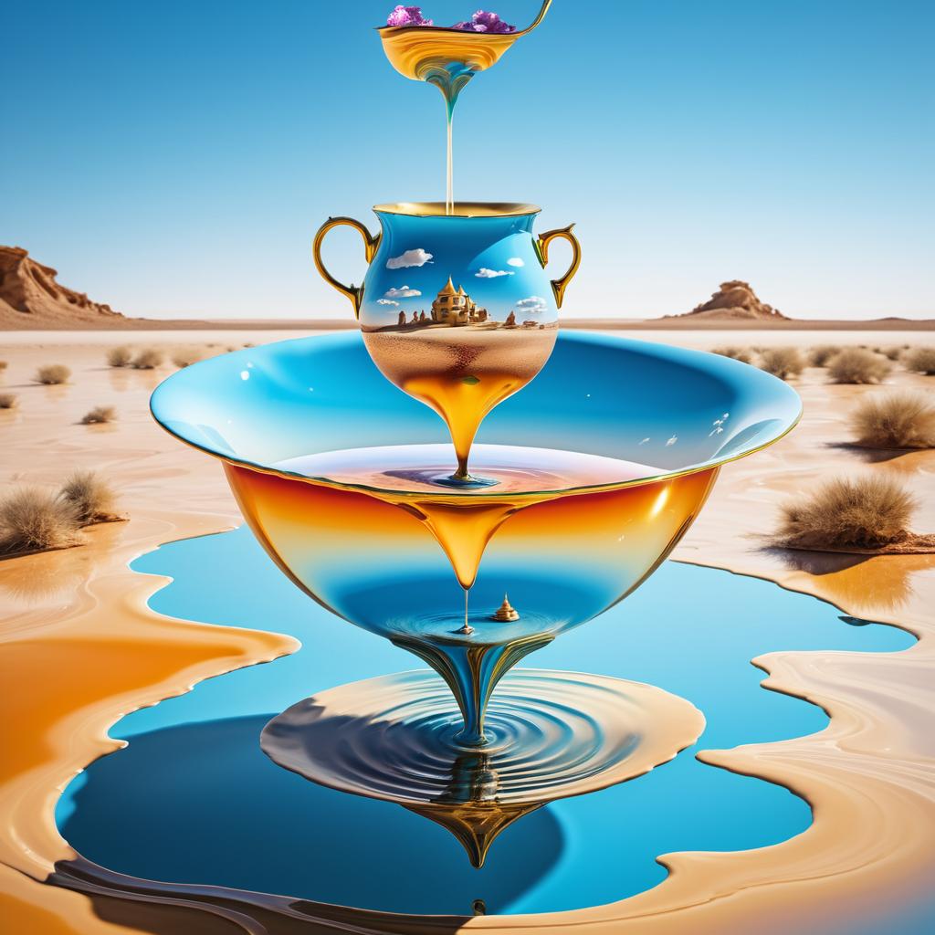 Surreal Dreamscape with Floating Teacup