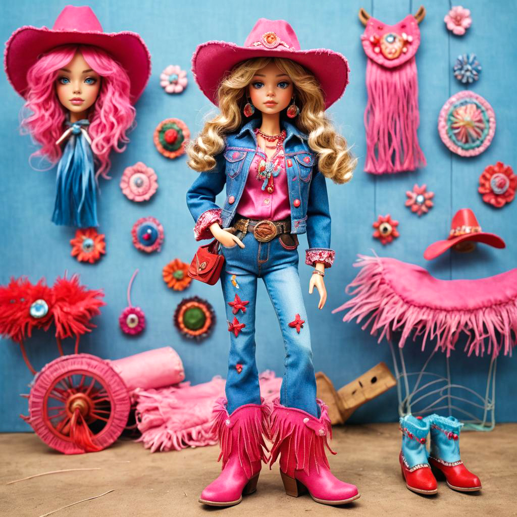 Vibrant Claymation Glam Cowgirl Portrait