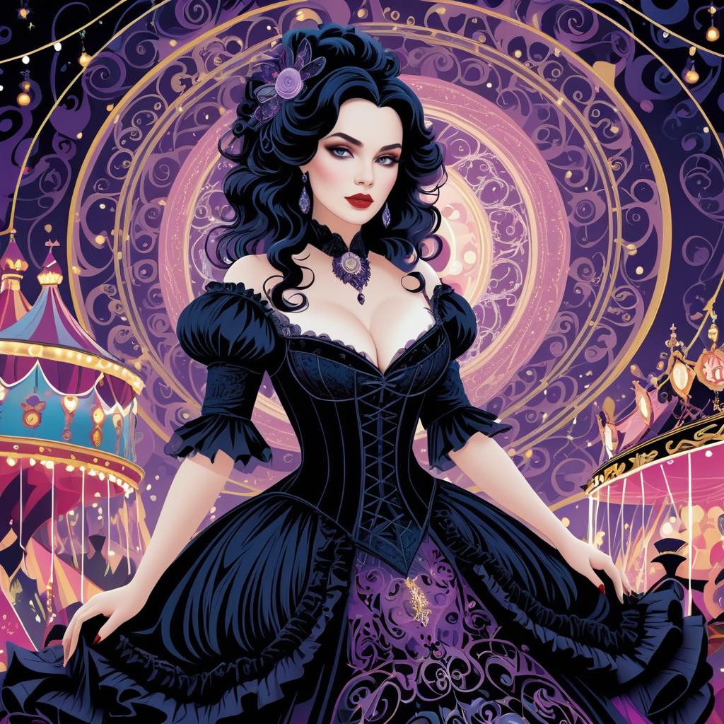 Gothic Beauty in Whimsical Fairground