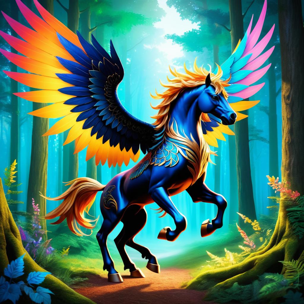 Mythical Hybrid: Griffin Horse in Enchanted Forest