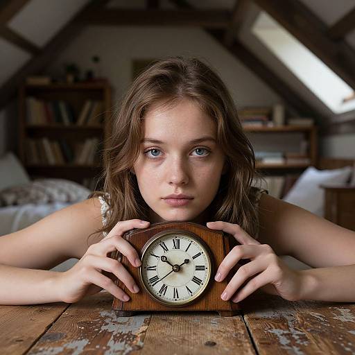 Realistic Portrait with Vintage Clock