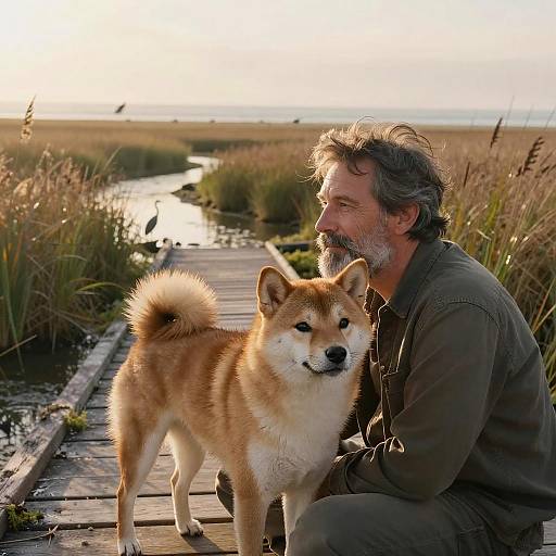 Candid Companionship in Golden Marshlight