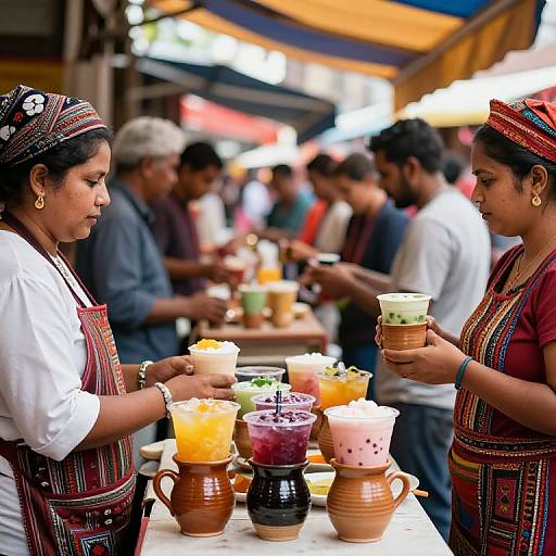 Vibrant Street Market Drink Scene