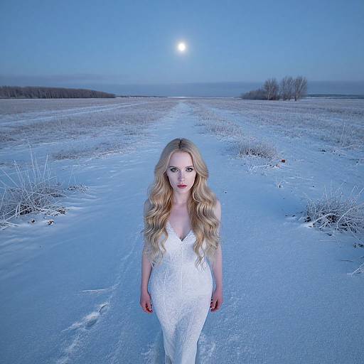 Ethereal Woman in Snowy Wilderness